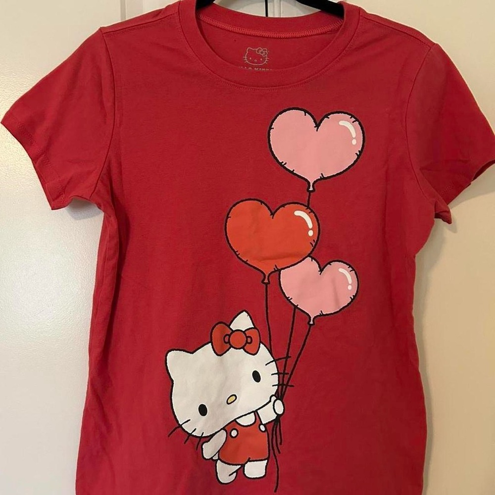 Sanrio Red and Pink Hello Kitty Short Sleeve Tee